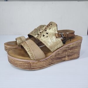 OTBT Hippie Leather Strap Wedge Sandals